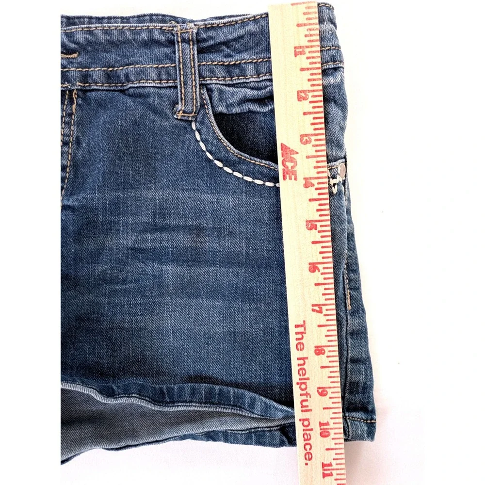 Cherokee Girls Blue Denim Shorts Medium Wash Embroidered Pockets Size XL 14-16